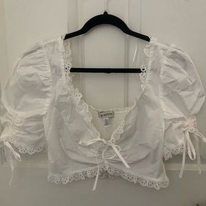 White Ruffled Crop Top